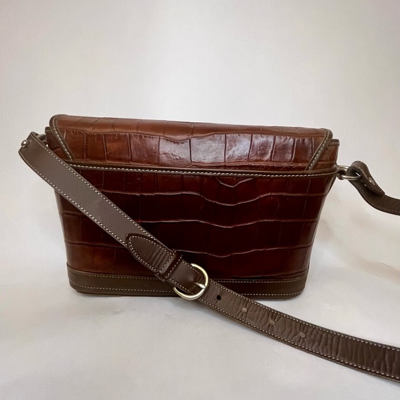 VTG DOONEY & BOURKE #42315 Croc Embossed Leather Mulberry Shoulder Crossbody Bag - Picture 3 of 9